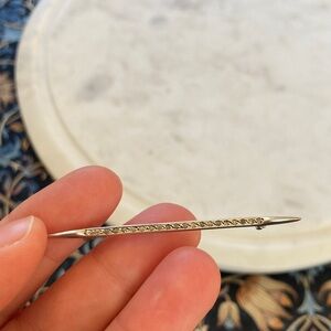 Antique Diamond Sterling C-Clasp Edwardian Bar Brooch